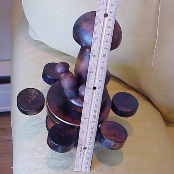 VTG 2 piece Hand Carved Wooden Mushroom & Toadstools Folk Art Display Sculpture - Picture 7 of 9
